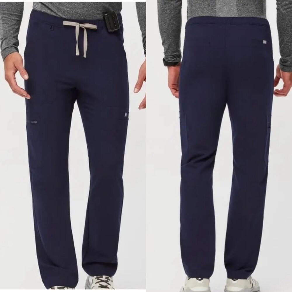 Figs Cairo Cargo Scrub Pants Mens XXL Tall Navy Blue Medical Pockets Drawstring